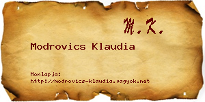 Modrovics Klaudia névjegykártya